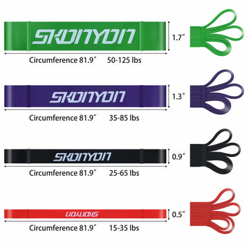 SKONYON プルアップアシストバンド、抵抗バンドセット、ワークアウトバンド、ボディストレッチ、パワーリフティング用の頑丈なエクササイズバンド